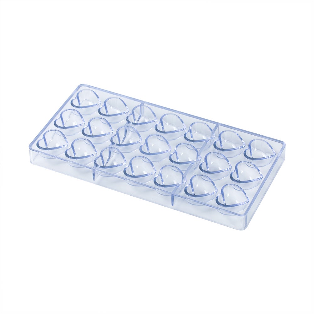 Molds, Chocolate, 21-Compartment, Solid Heart-Shaped, Clear, Polycarbonate,10 - 1 EACH