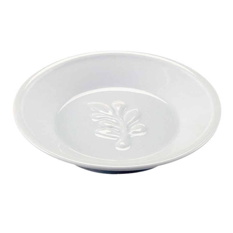 Dish, Olive Oil Dipping, Porcelain, 5 Inch, White, with Raised Olive Branch Design,96 - 1 EACH