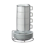 Cup & Saucer Set, Cappuccuino, Porcelain, 7 Ounce, White, Stackable,1 - 1 EACH