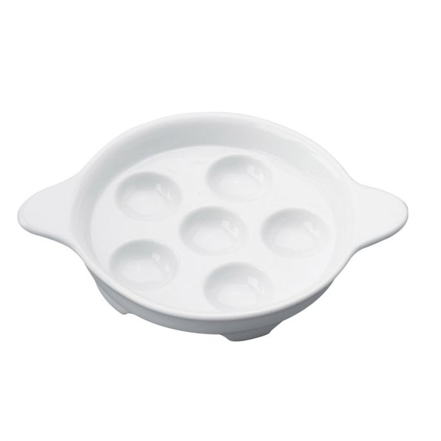 Plate, Escargot, Porcelain, 6.5 Inch, White, Undecorated,6 - 1 EACH