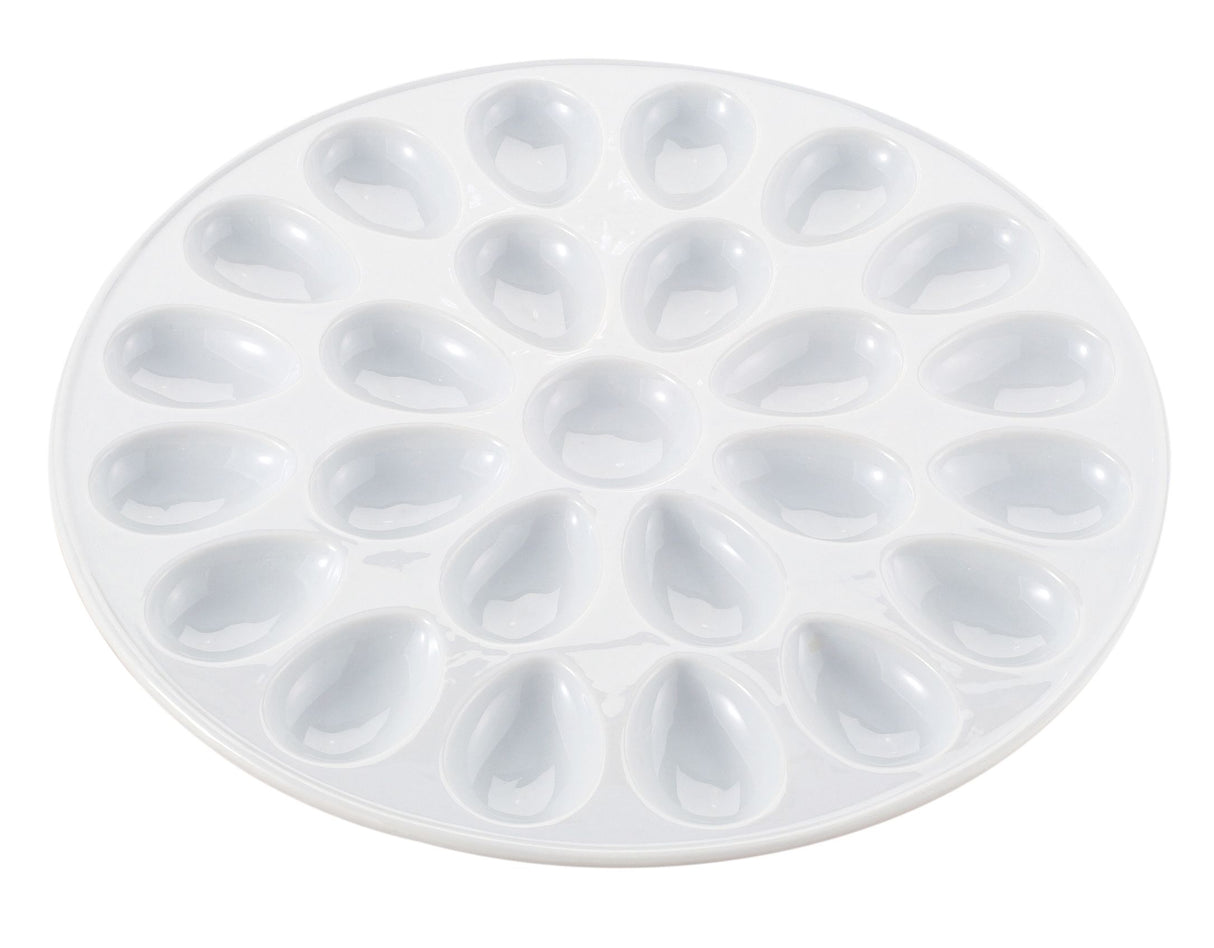 Dish, Deviled Egg, Porcelain, 13.25 Inch, White, with 24 Egg Impressions,6 - 1 EACH