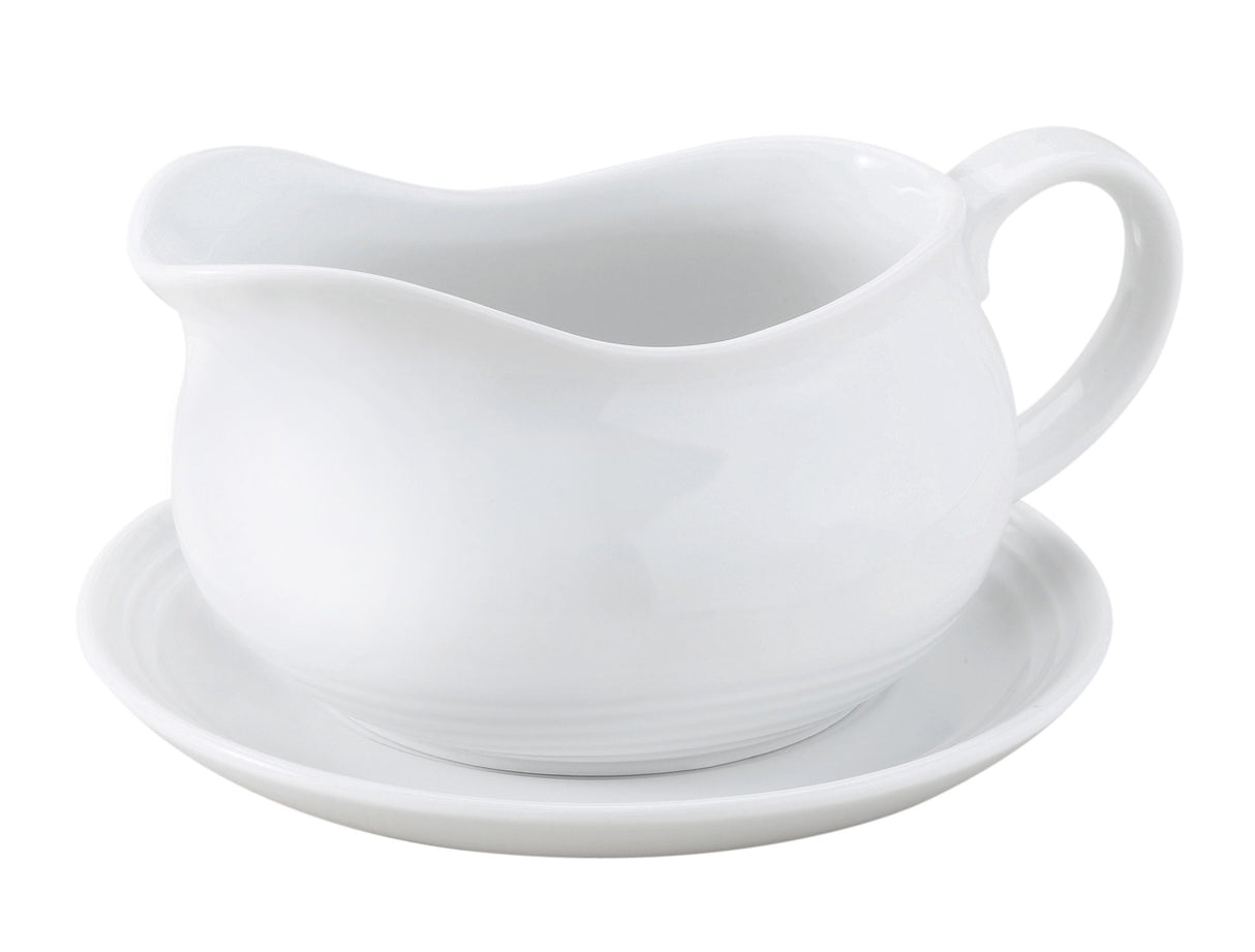 Bowls, Gravy, Hotel Porcelain, 24 Ounce, with Saucer, White,12 - 1 EACH