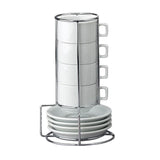 Cup & Saucer Set, Espresso, Porcelain, 4 Ounce Demi, White, Stackable,1 - 1 EACH