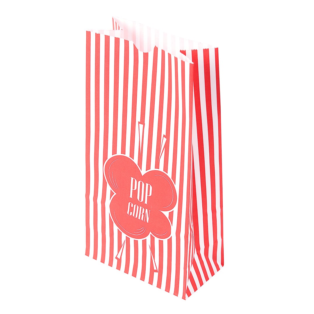 Bags, Popcorn, 2 Ounce, Paper, Red & White, Printed, 5.25 x 3 x 10 Inch,1 - 100 COUNT
