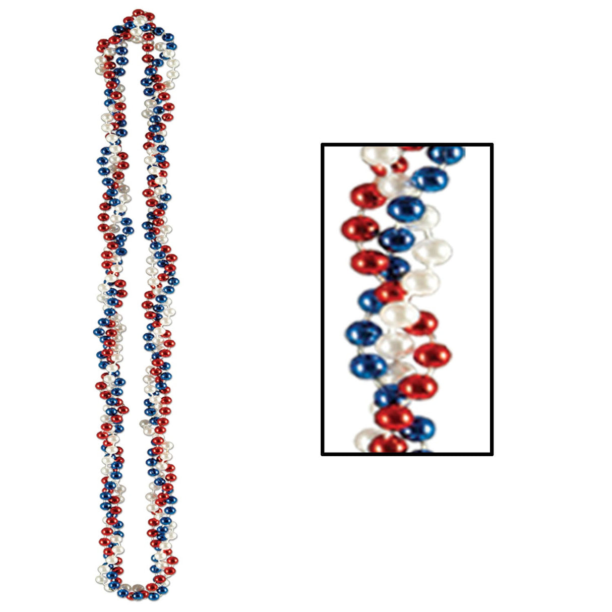 Necklaces, Beaded, Braided Red/White/Blue,1 - 12 COUNT