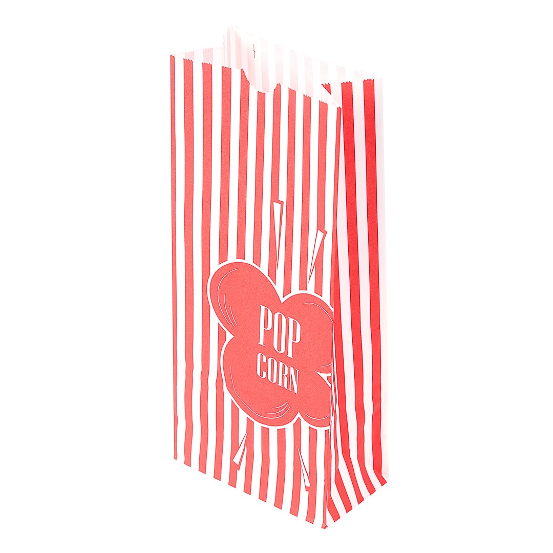 Bags, Popcorn, 1 Ounce, Paper, Red & White, Printed, 4.25 x 2.25 x 9.5 Inch,1 - 100 COUNT