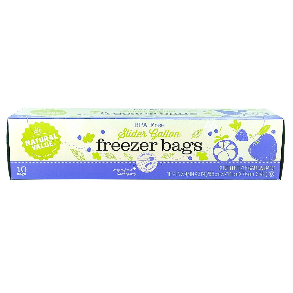 Bags, Reclosable Freezer, 1 Gallon, Plastic, Slider,12 - 10 COUNT