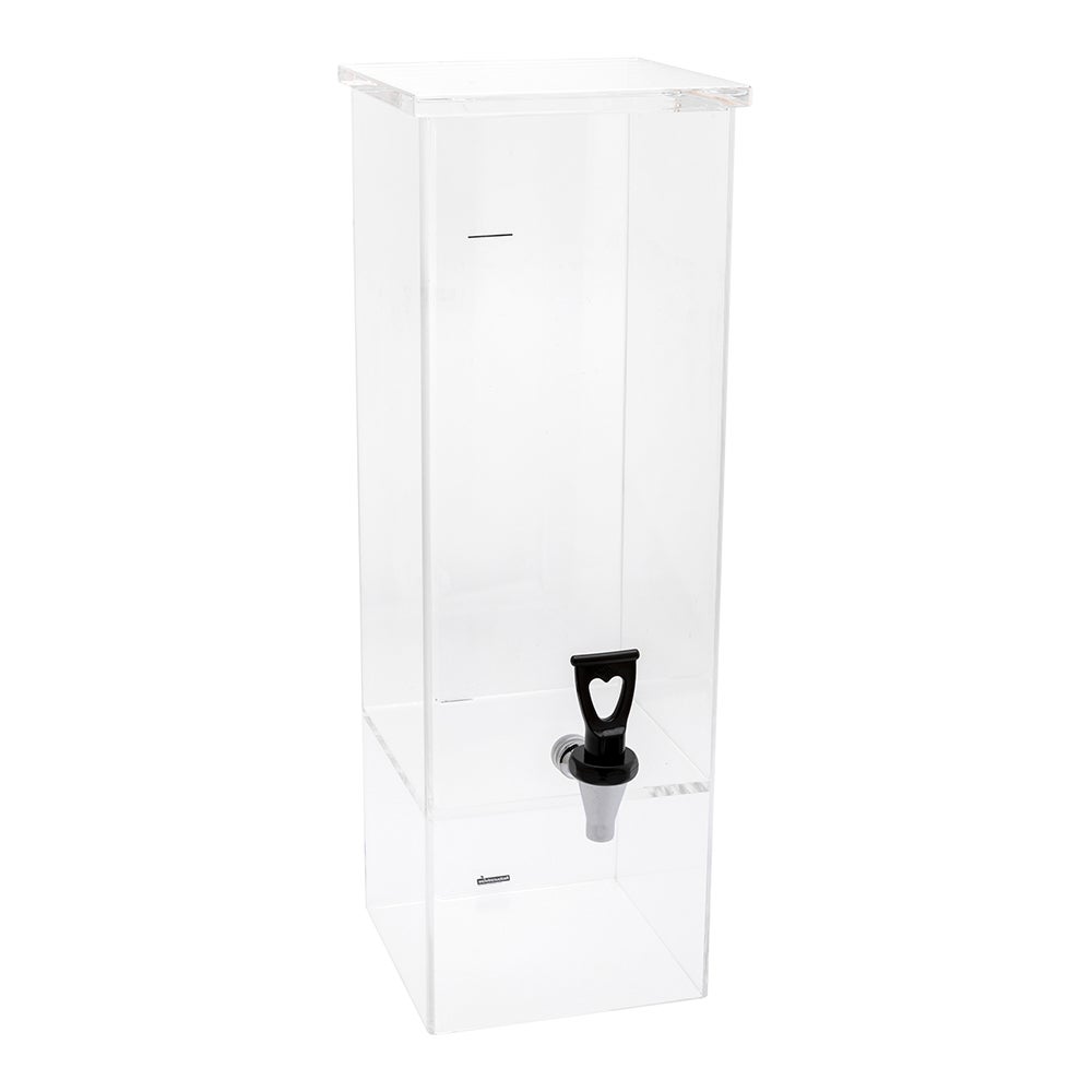 Dispenser, Beverage, 2 Gallon, Square, Clear Acrylic, 8 x 8 x 22.75 Inch,1 - 1 EACH