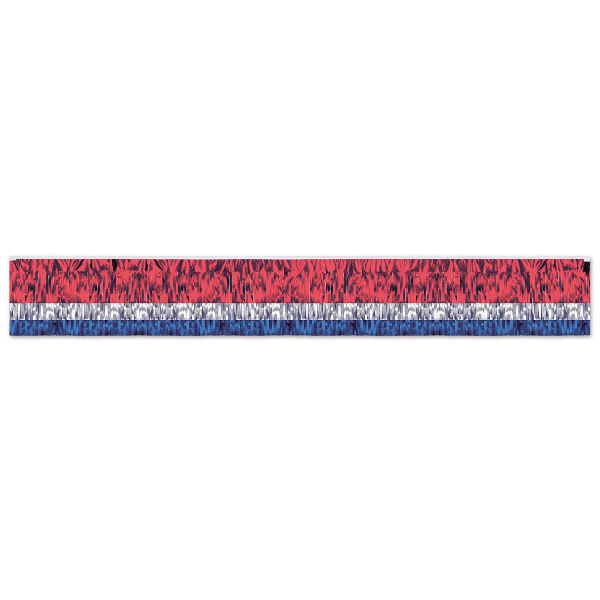 Decorations, Fringe Drape, 3-Ply, Metallic Red/White/Blue,1 - 6 COUNT