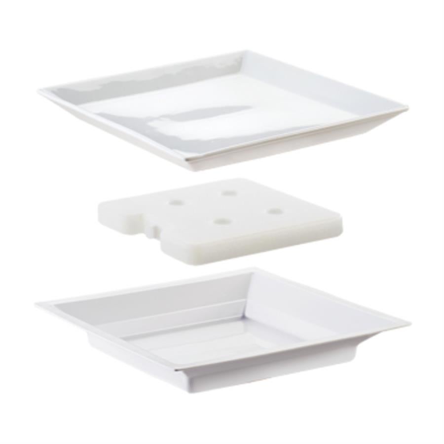Cold Plate, Porcelain, 11 Inch, White, Square, with Cold Pack & Liner,1 - 1 EACH