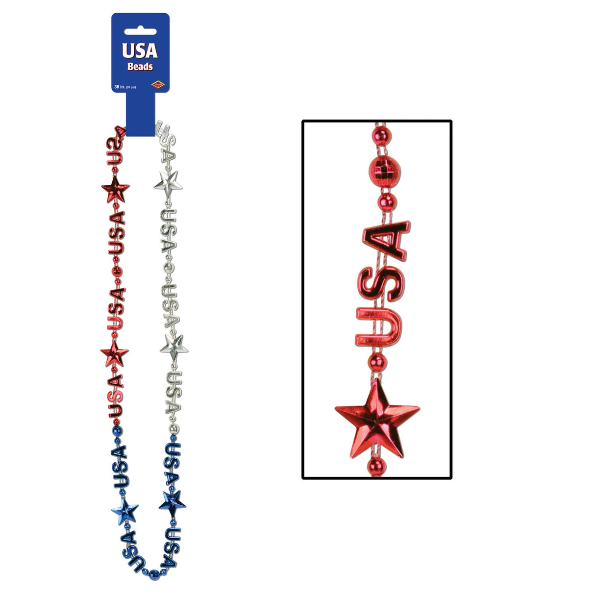 Necklaces, Beaded, USA Red/White/Blue,1 - 12 COUNT