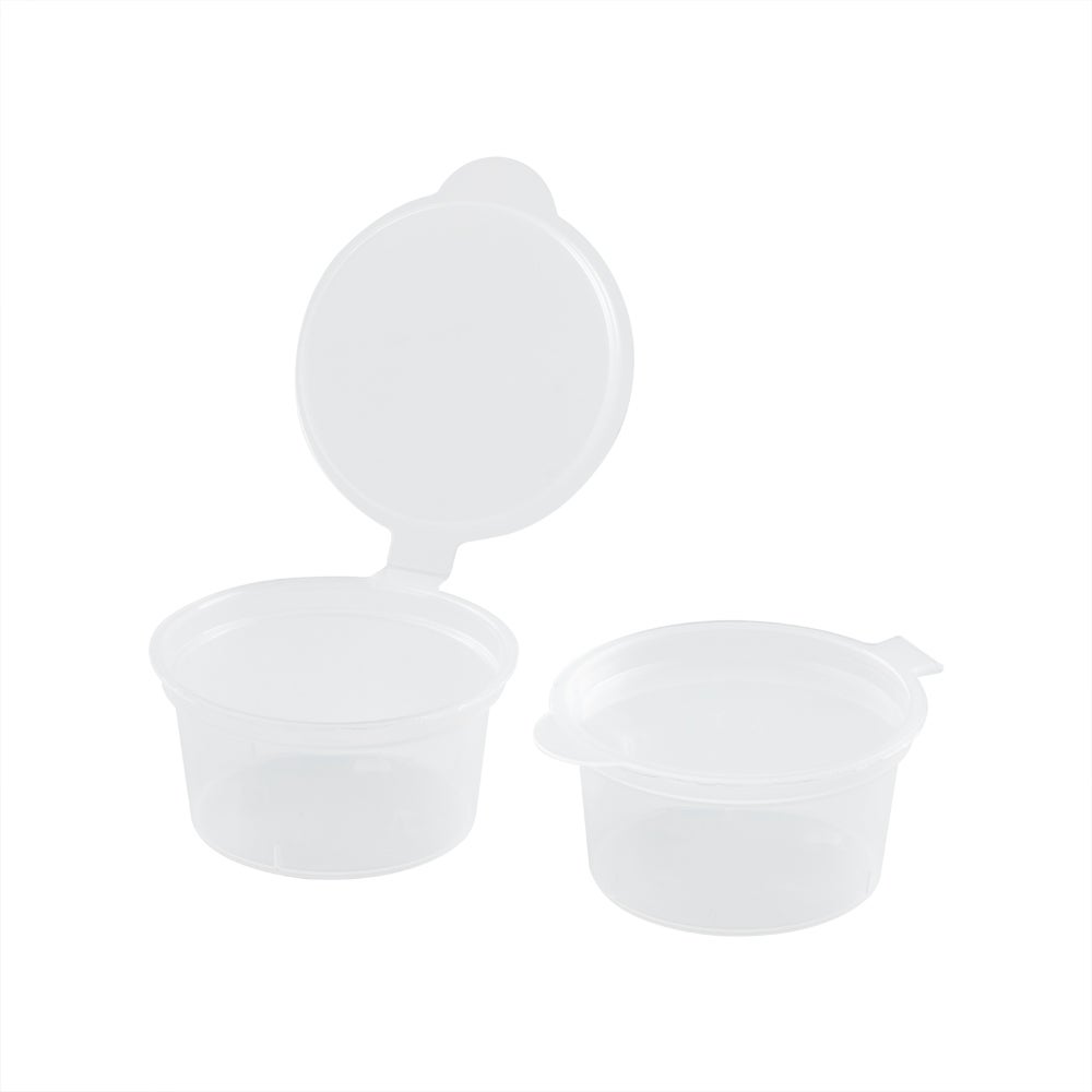 Cups, Portion, 4 Ounce, Plastic, Clear, Round, Hinged Lid,1 - 2000 COUNT