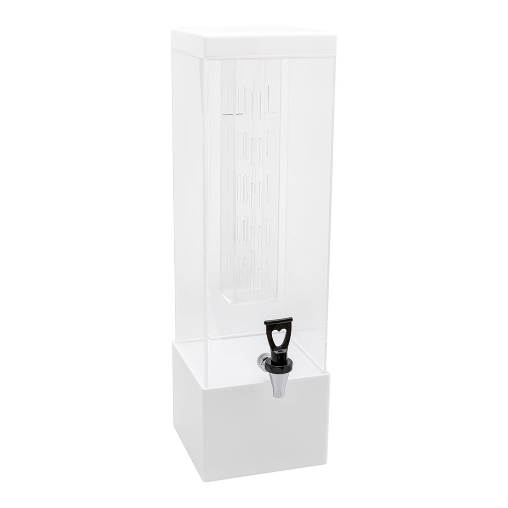 Dispenser, Beverage, 3 Gallon, Square, White & Clear Acrylic, 7.75 x 7.75 x 25.37 Inch, with Infusion Core,1 - 1 EACH