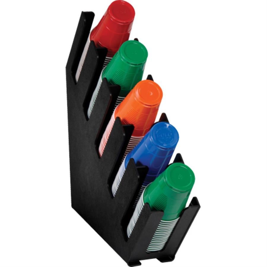 Holder, Cup & Lid, 5-Compartment, Black, Polystyrene, 23 x 5.25 x 24.5 Inch, for 6-44 Ounce Cups/Lids,1 - 1 EACH