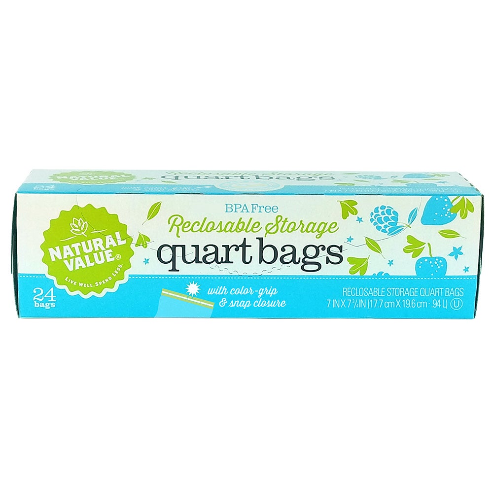 Bags, Reclosable Food Storage, 1 Quart, Plastic, Clear,12 - 24 COUNT