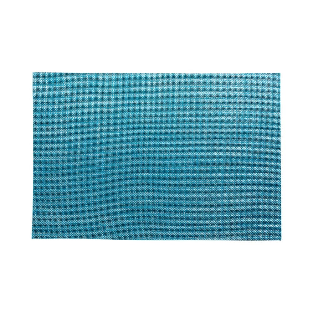 Placemats, 12 x 16 Inch, Carmel Mesh, Pacific Blue with Pearl Threads, Woven Vinyl,1 - 6 COUNT