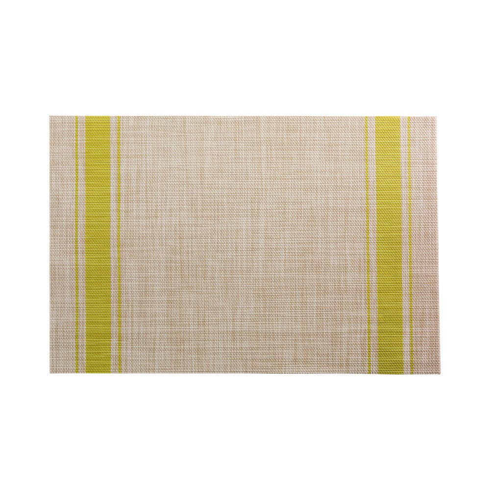 Placemats, 12 x 16 Inch, French Countryside, Khaki with Pear Stripe, Woven Vinyl,1 - 6 COUNT
