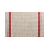 Placemats, 12 x 16 Inch, French Countryside, Khaki with Red Stripe, Woven Vinyl,1 - 6 COUNT