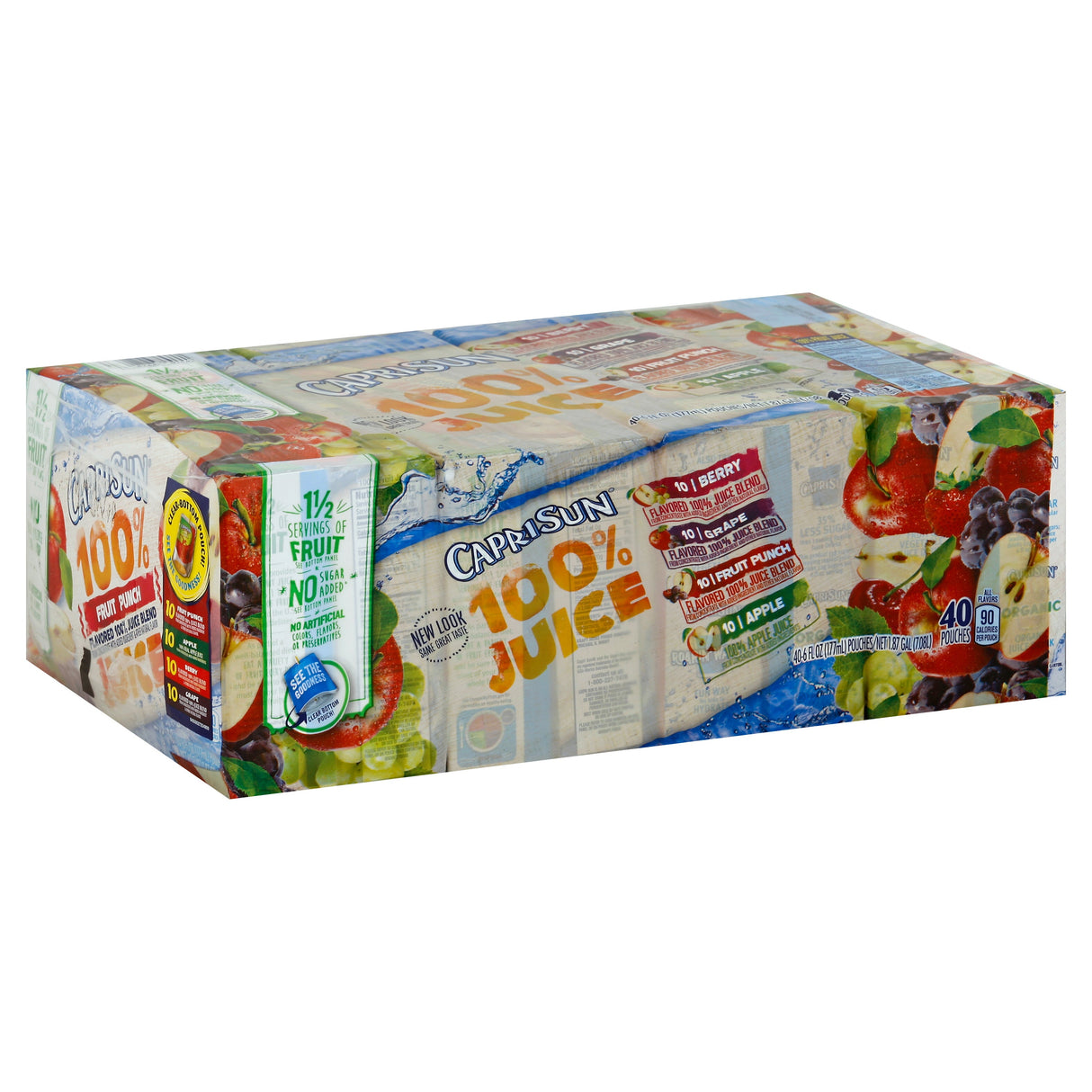Juice Pouch, Assorted Fruit, 100%%, Single-Serve,40 - 6 FLUID