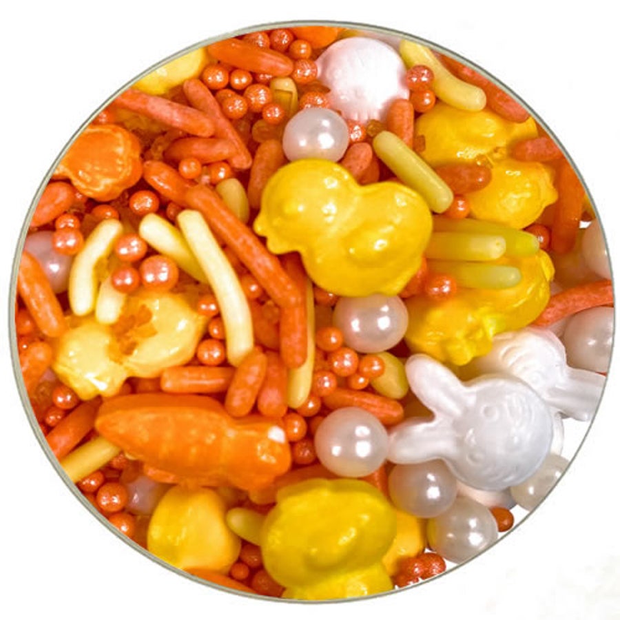 Sprinkle Mix, Easter Time, Orange/Yellow/White Assortment, Carrot/Duck/Bunny Shaped,6 - 1 POUND