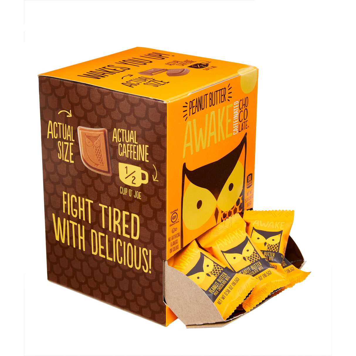 Candy Bites, Chocolate, Peanut Butter, contains Caffeine, Individually-Wrapped,50 - 0.58 OUNCE