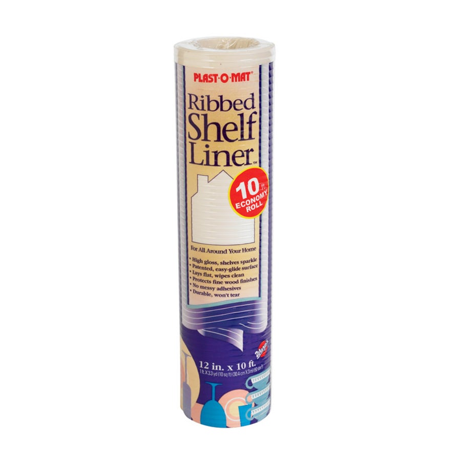 Liner, Shelf, 12 Inch x 10 Foot, Plastic, Bisque, Ribbed, Non-Adhesive,1 - 10 FOOT