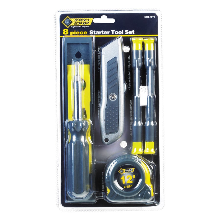 Tool Set, Starter, Black/Yellow, 8 Piece,1 - 8 PIECE