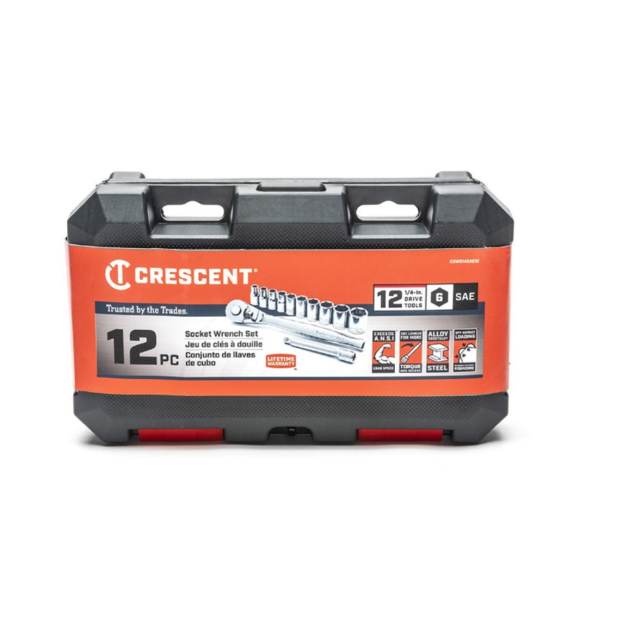 Socket & Wrench Set, 1/4 Inch, 12-Piece, Alloy Steel,1 - 12 PIECE