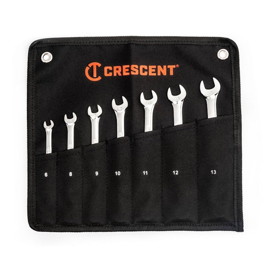 Wrench Set, Combination, Metric, 7-Piece, Vanadium Steel,1 - 7 PIECE