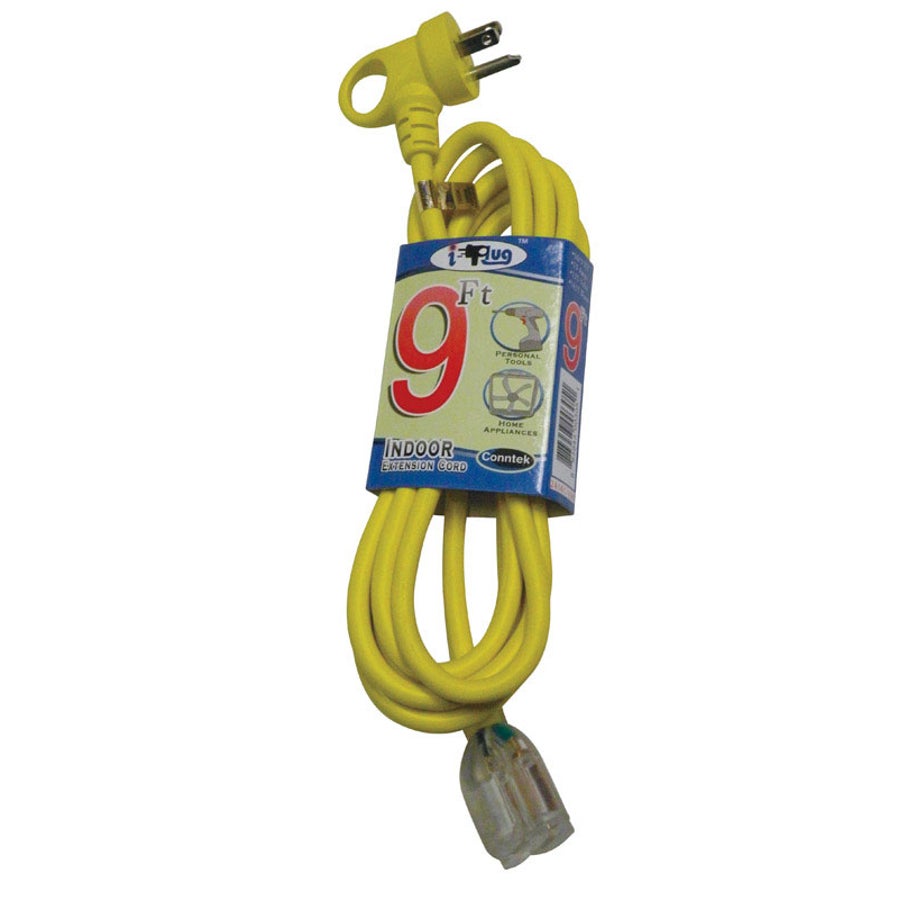 Extension Cord, Indoor & Outdoor, Lighted Outlet, Yellow, 9 Foot,1 - 9 FOOT