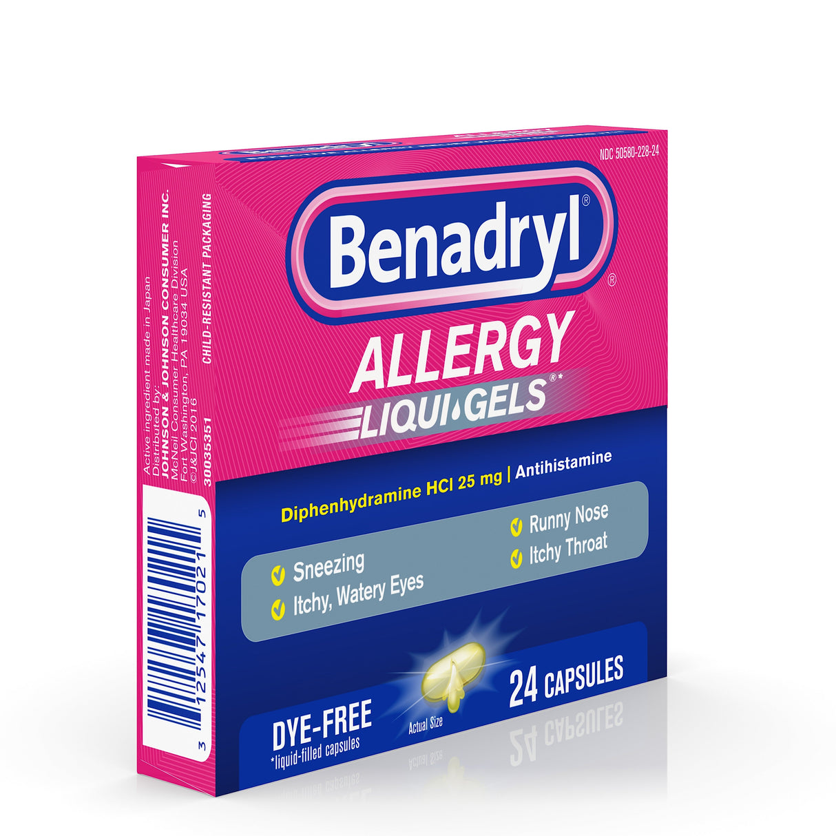 Supplements, Benadryl, Dye-Free, Liquid Gel,24 - 24 COUNT