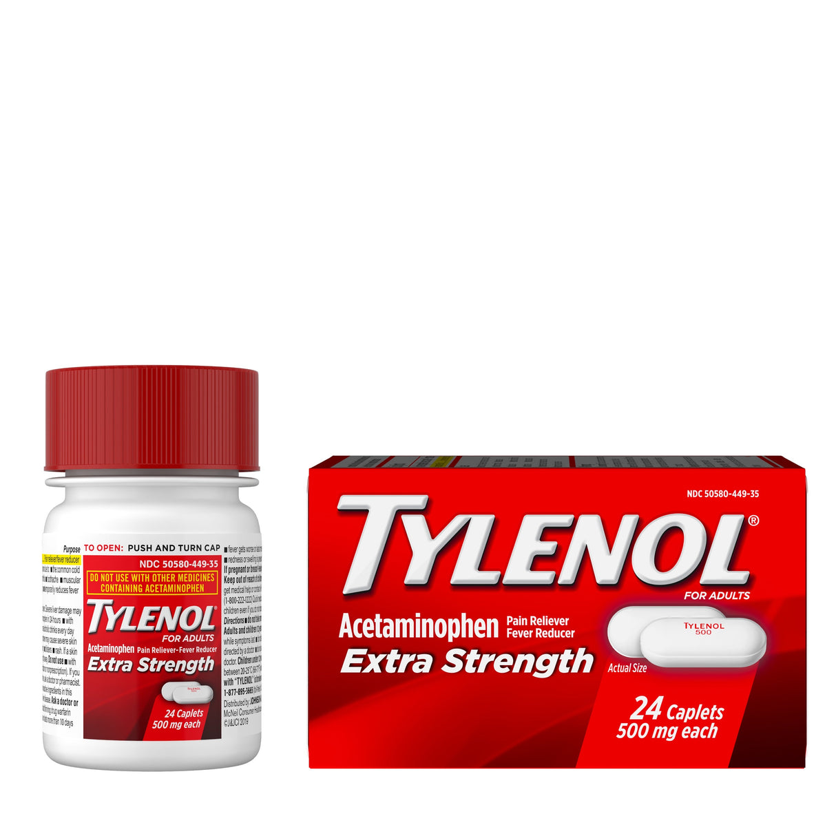 Supplements, Tylenol, Extra-Strength, Caplets,12 - 6 COUNT