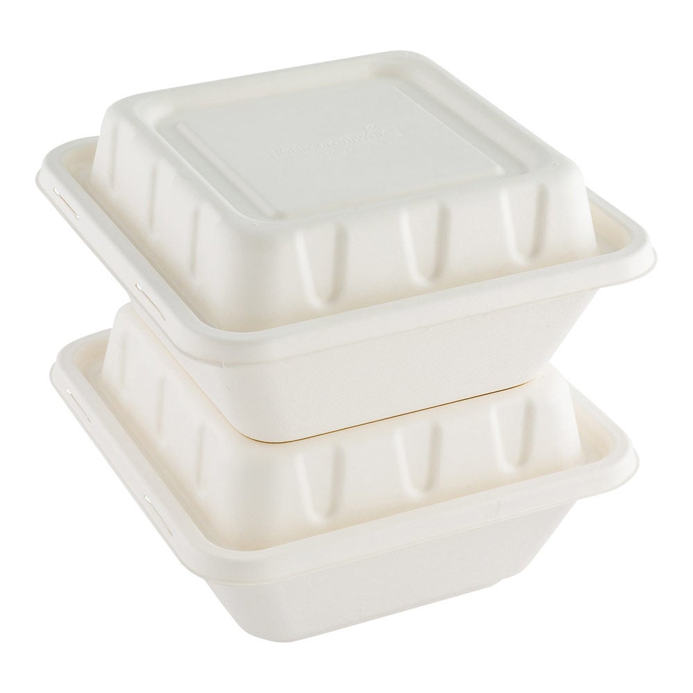 Lids, Pulp Tek, Paper, White, Square, Bagasse, for 80 Ounce Serving Bowls,1 - 100 COUNT