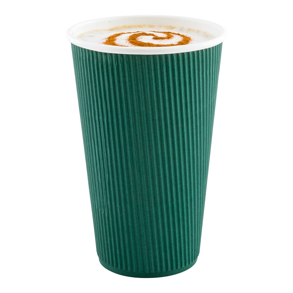 Cups, Hot, 20 Ounce, Paper, Forest Green, Ripple Wall,1 - 250 COUNT