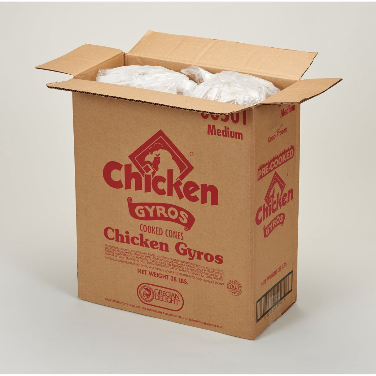 Gyro Cones, Chicken, Cooked, Frozen,2 - 19 POUND