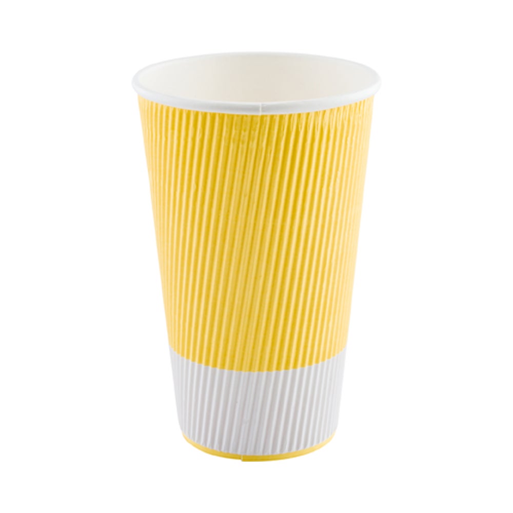 Cups, Hot, 20 Ounce, Paper, Light Yellow, Ripple Wall,1 - 250 COUNT
