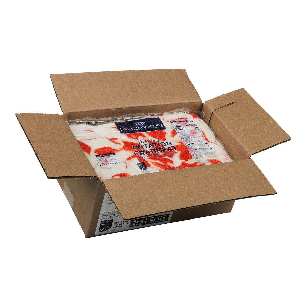 Crab Surimi Meat, Flakes, Imitation, Frozen,4 - 2.5 POUND