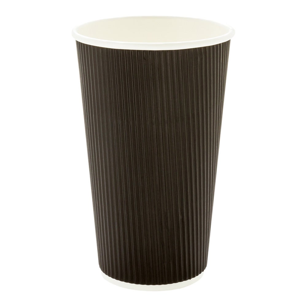 Cups, Hot, 20 Ounce, Paper, Black, Ripple Wall,1 - 250 COUNT