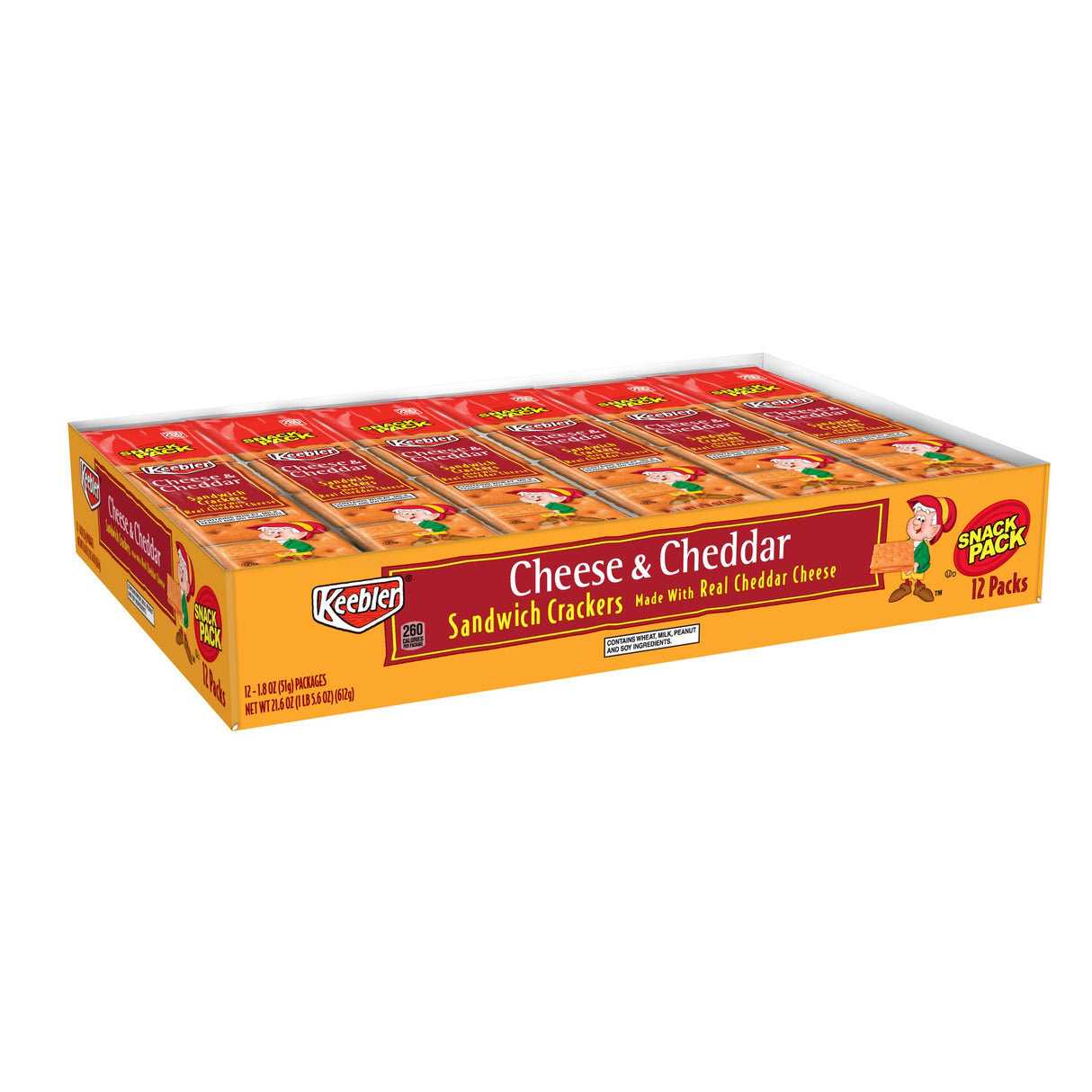 Crackers, Sandwich, Cheese & Cheddar, Individual Packets, 00030100211464, 1.8 Ounce,12 - 12 COUNT