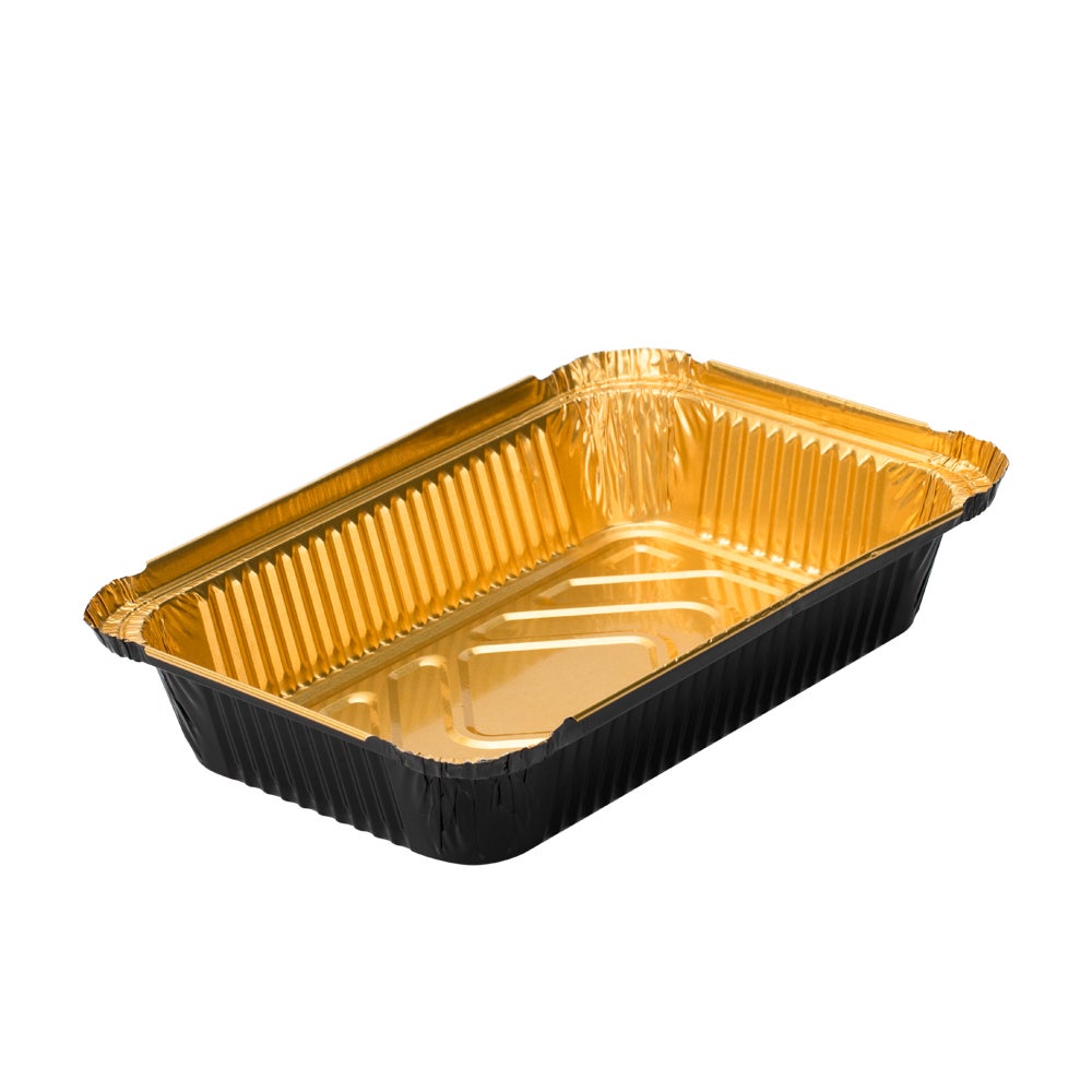 Containers, Food, 41 Ounce, Foil, Black & Gold, 8.75 x 6 x 2.25 Inch,1 - 200 COUNT