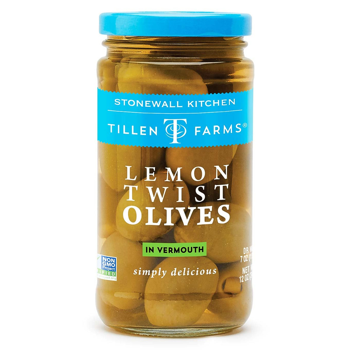 Olives, Green, Whole, Stuffed with Lemon Zest, In Vermouth,6 - 12 OUNCE