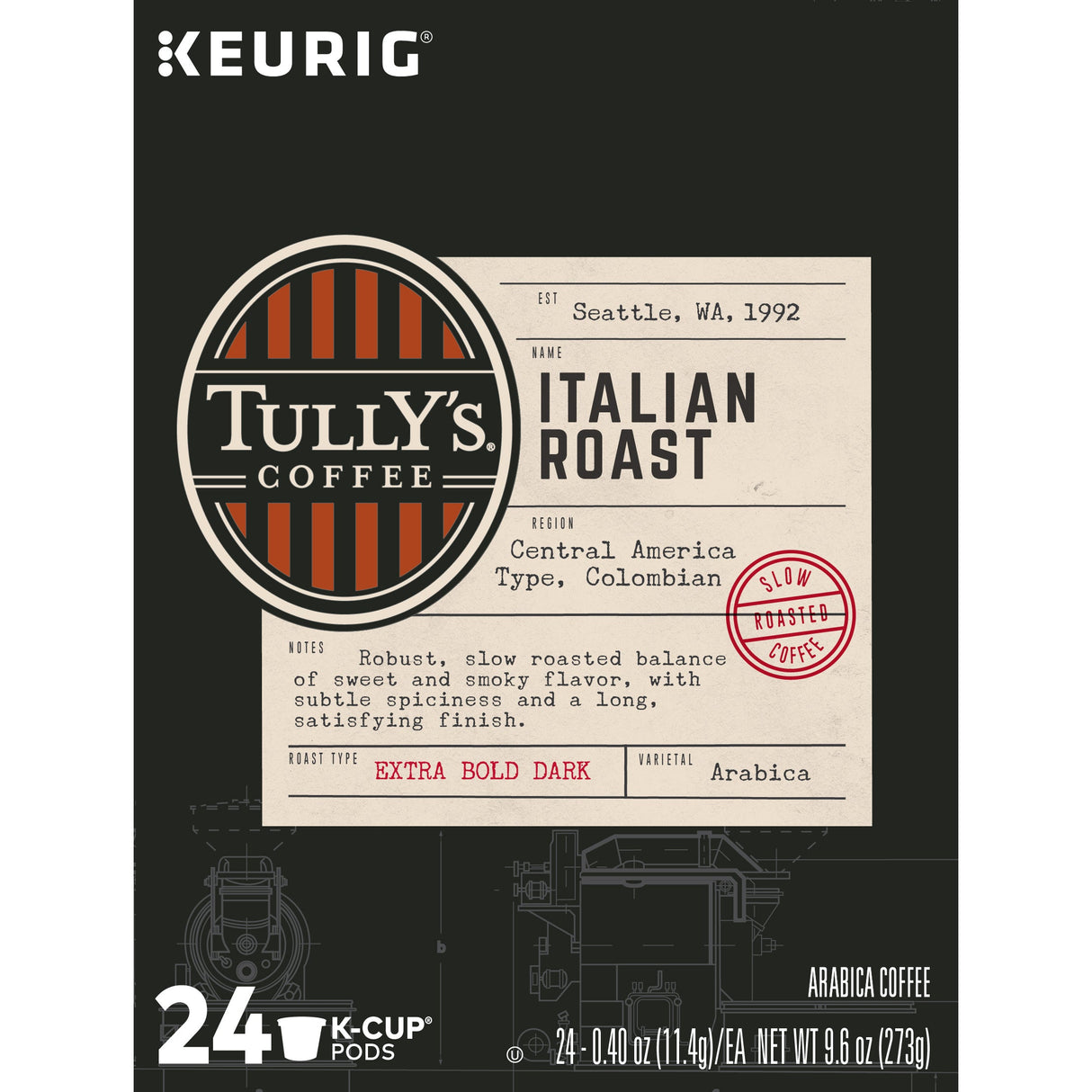 Coffee, Single-Serve, Italian Roast, Cups, Compatible with Keurig Brewer, 0.4 Ounce,4 - 24 COUNT