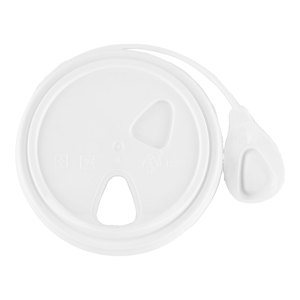 Lids, Low Dome, Pop Lock, Plastic, White, Polypropylene, for 8/12/16/20 Ounce Cups, Recyclable,1 - 100 COUNT