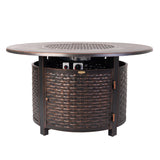 Fire Pit, Propane, Raised, Woven Bronze Aluminum, Round, with Cover, 50000 BTU,1 - 1 EACH