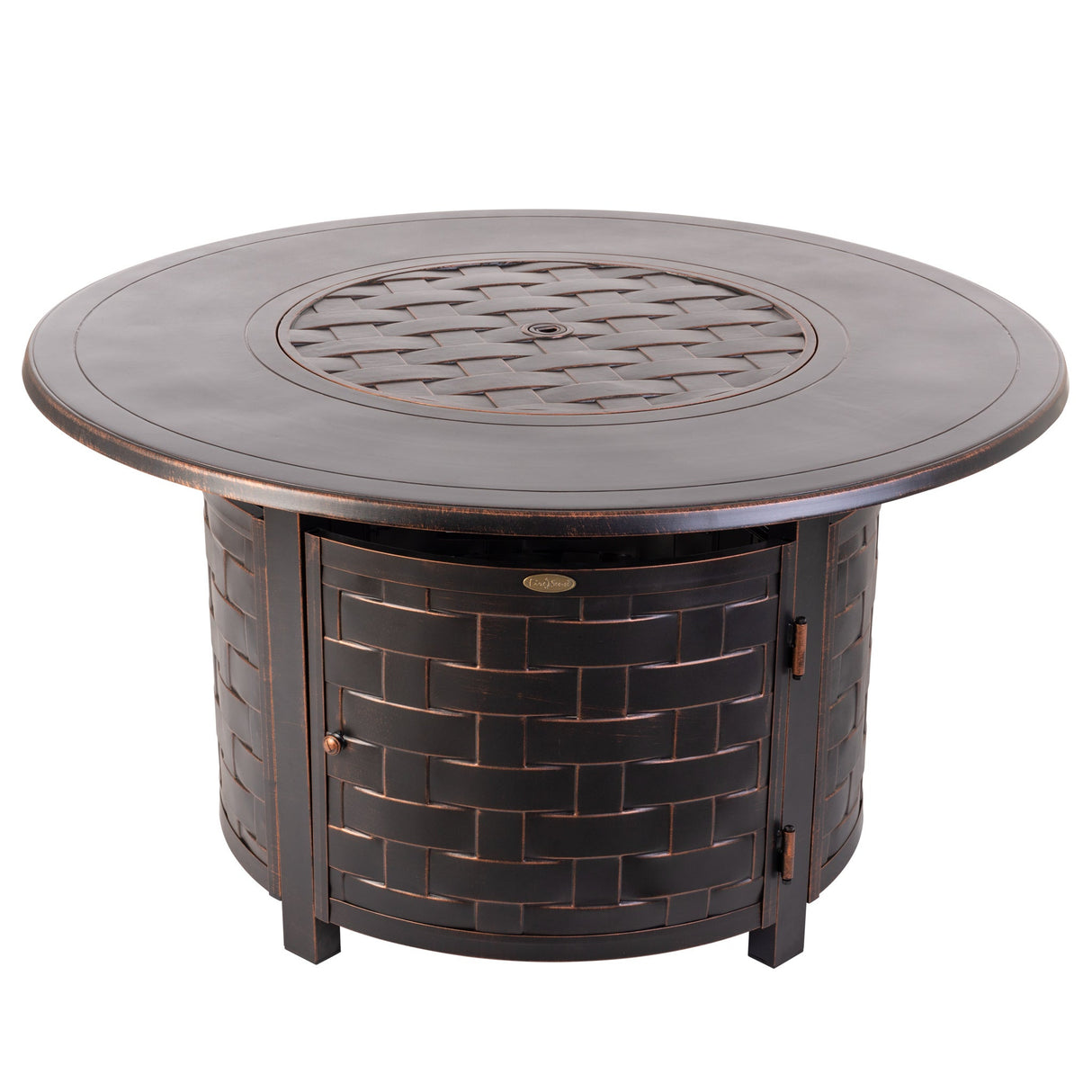 Fire Pit, Propane, Raised, Woven Bronze Aluminum, Round, with Cover, 50000 BTU,1 - 1 EACH