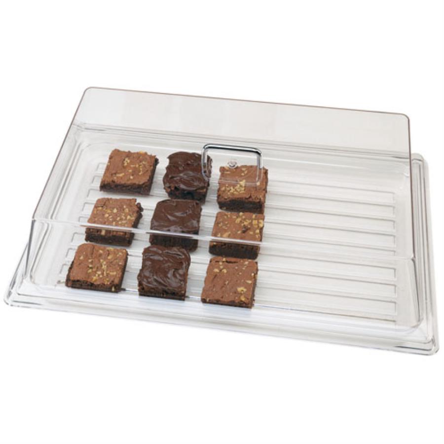 Lid, Dome, 12 x 20 x 4.63 Inch, Rectangle, Clear, Polycarbonate, with Silver Handle,1 - 1 EACH