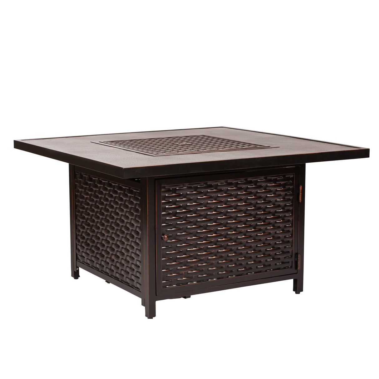 Fire Pit, Propane, Raised, Woven Bronze Aluminum, Square, with Cover,1 - 1 EACH