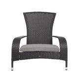 Chair, Outdoor, Black Wicker, with Gray Cushion,1 - 1 EACH