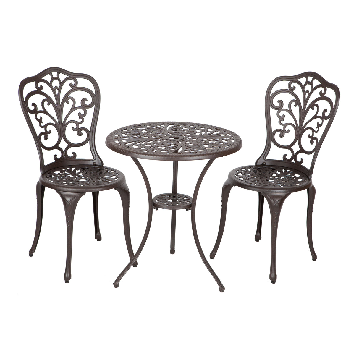 Bistro Set, Table & Chairs, 3-Piece, Antique Bronze, Cast Aluminum,1 - 1 EACH