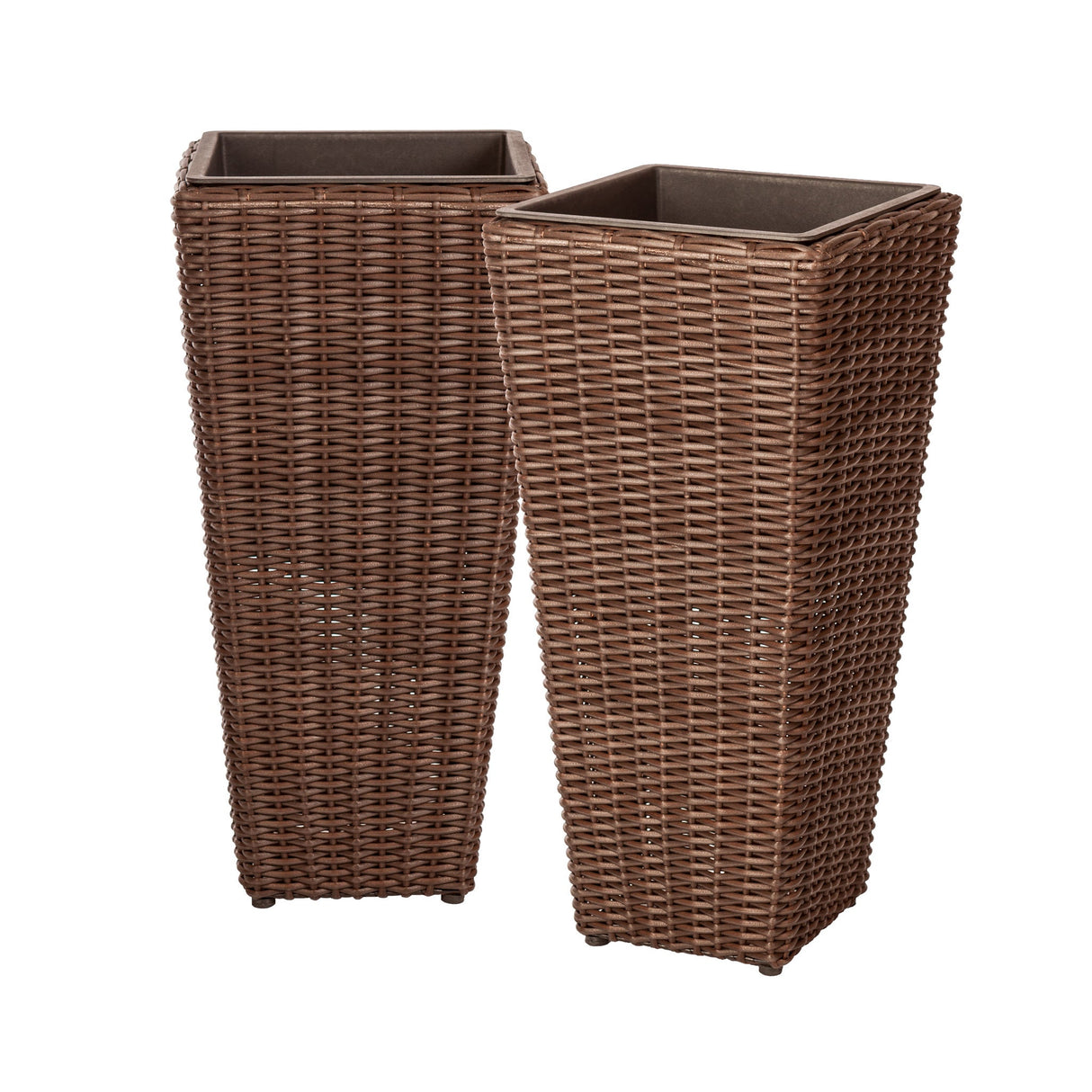 Planter Set, Outdoor, 2-Piece, Brown Wicker, Square,1 - 1 EACH